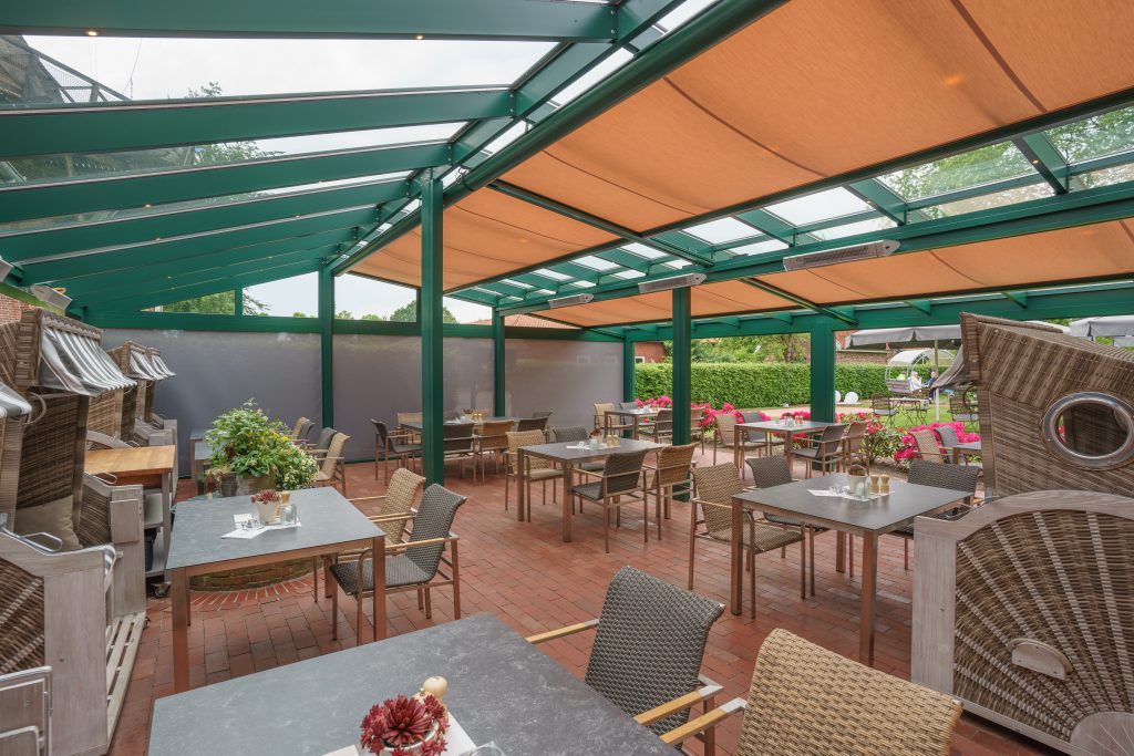 Hengstforder Mühle Terrasse Sonnen und Windschutz, Heizstrahler